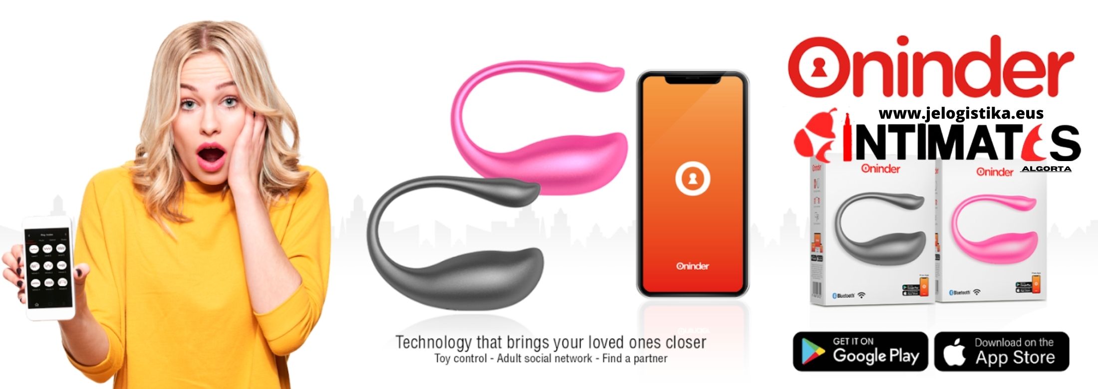 Huevos vibradores con App de Oninder, que puedes adquirir en intimates.es "Tu Personal Shopper Erótico Online"